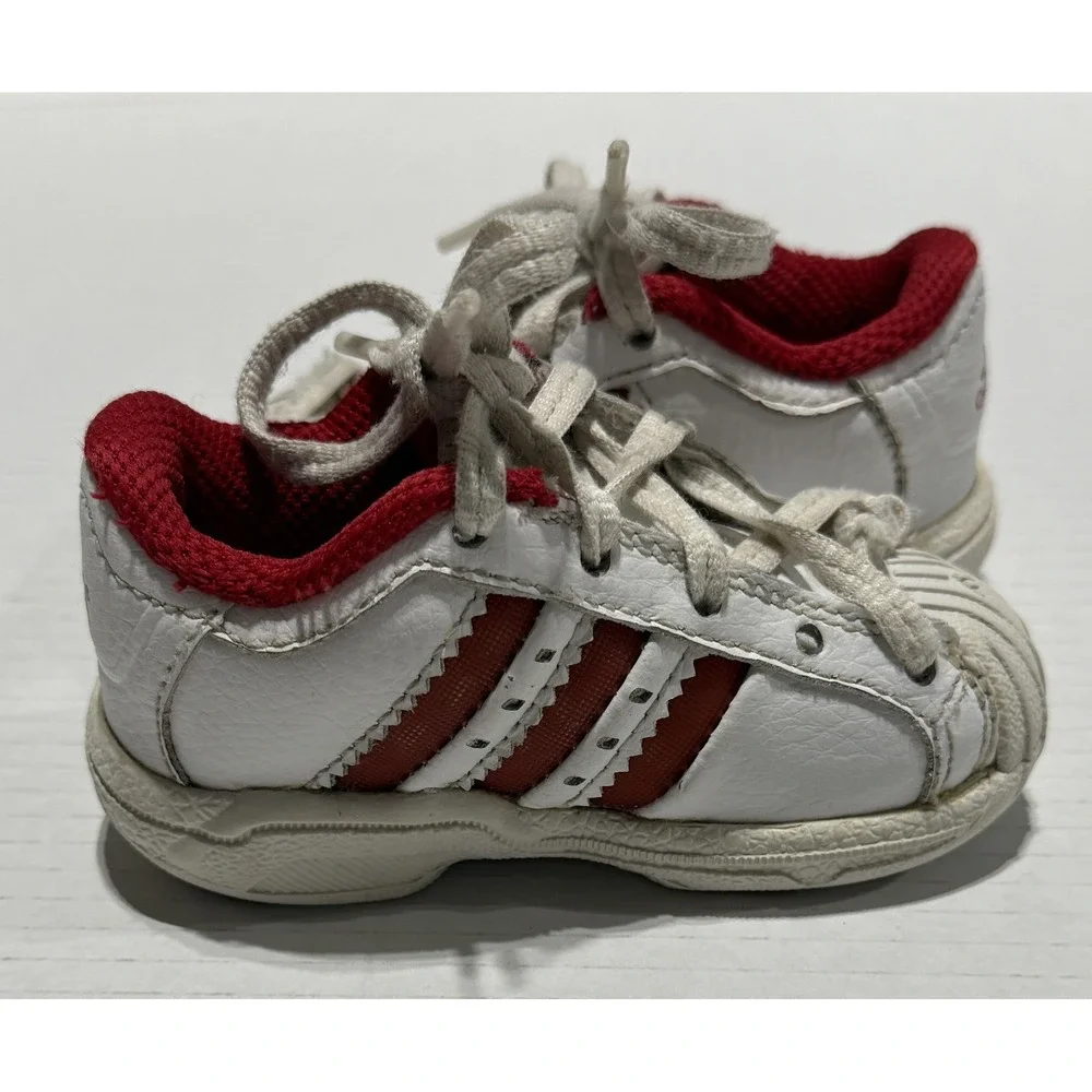 ADIDAS SUPERSTAR adiFIT - Vintage Red & White Rubber Toe Shoes - Toddler Size 4K